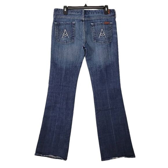 7 for All Mankind Low-Rise Boot Jeans Sz 30 Medium Wash Stitched Pockets‎ USA - Picture 1 of 10